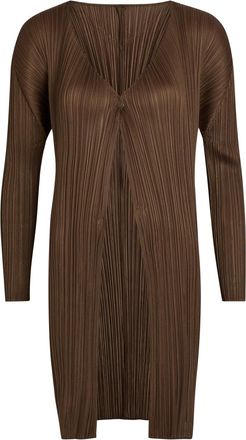 Pleats Please Issey Miyake Pleated Woven Coat - Brown - 5