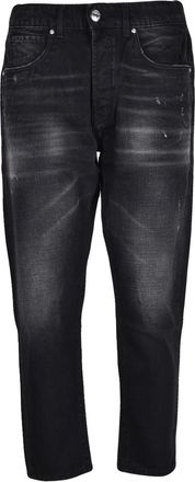 Les Hommes Classic Black Jeans With Slightly Tapered Leg And Distressed Finish