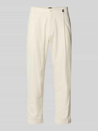 Strellson Relaxed Fit Bundfaltenhose aus Baumwoll-Mix mit Leinen-Anteil Modell LOUIS-W in Beige, Gr&ouml;&szlig;e 30/32