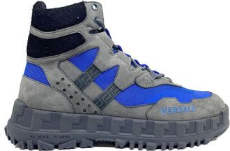 Versace Gray Leather Lace-Up Mens Boots