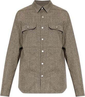 Rick Owens Wool Shirt - Heren - Casual Overhemden - Grijs - L - Wol - Overhemden