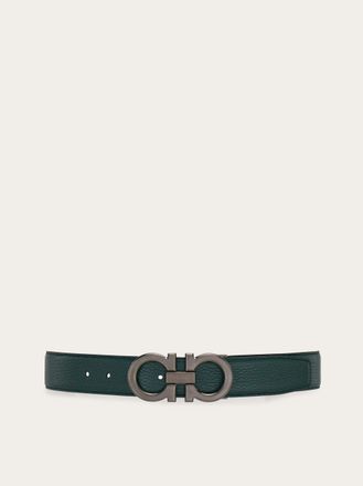 Ferragamo Men Reversible and adjustable Gancini belt Green