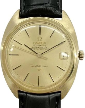 Omega Pre-owned Vintage Polshorloge - Heren - Vintage Horloges - Geel - ONE Size - Leer - Vintage