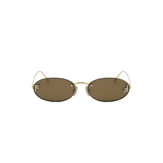 Fendi Sunglasses, unisex, Yellow, Size: 54 MM First Crystal Oval Sunglasses