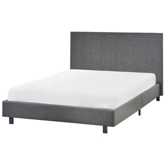 Beliani Cama Con Cabecero Peque&ntilde;a Moderna De Tela 120 X 200 Cm Con Colch&oacute;n Gris Albi