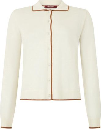 Max Mara Cardigan van wol en zijde - Dames - Vesten - Wit - M - Wol - Truien & Vesten