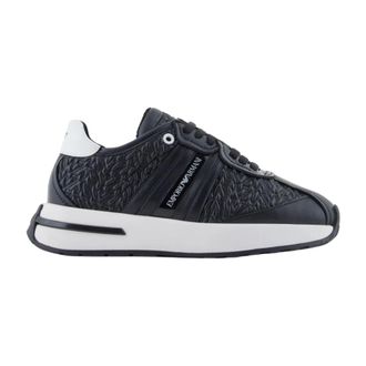 Emporio Armani Sportieve sneakers met gewatteerde structuur - Heren - Sneakers - Zwart - 38 EU - Leer - Schoenen