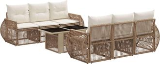 vidaXL Conjunto De Sof&aacute;s De Jard&iacute;n 7 Uds. Beige Y Blanco Crema Vidaxl