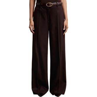 Reiss Solene Wool Blend Wide Leg Pants in Aubergine at Nordstrom Rack, Size 2 Us / 6 Uk