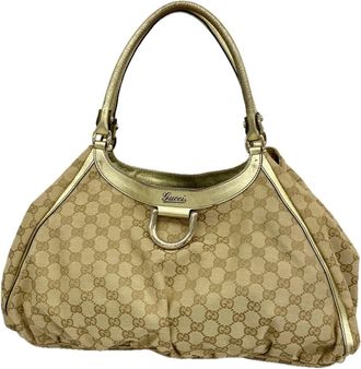 Gucci Beige Gold Canvas Tote Bag (Pre-Owned)