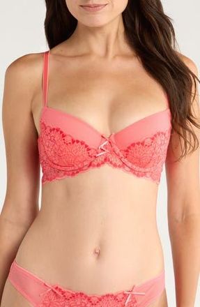 Hunkem&ouml;ller Cherry Mesh & Lace Underwire Bra in Sugar Coral at Nordstrom Rack, Size 38D