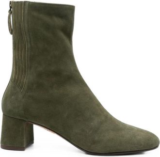Aquazzura Enkellaarsjes met rits - Dames - Laarzen met Hak - Groen - 36 EU - Leer - Schoenen
