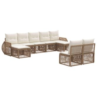 vidaXL Conjunto De Sof&aacute;s De Jard&iacute;n 9 Pcs Beige Y Blanco Crema Vidaxl
