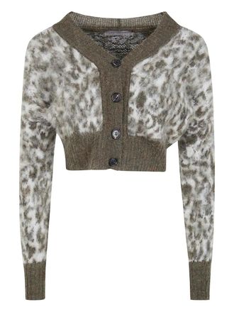 D.exterior button animal-pattern cardigan - Wit