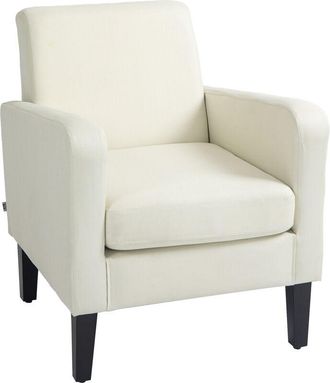 HOMCOM Homcom - Poltrona Moderna da Camera in Tessuto con Braccioli 66x72x74 cm Crema