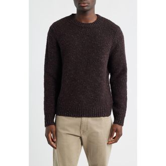 Nordstrom Italian Merino Wool Blend Crewneck Sweater in Brown Marl at Nordstrom Rack, Size Large