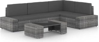vidaXL Juego Muebles De Jard&iacute;n 5 Pzas Y Cojines Rat&aacute;n Sint&eacute;tico Gris Vidaxl