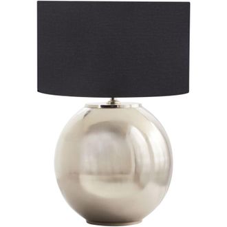 Beliani Beliani - Modern Standing Table Lamp Fabric Cotton Linen Shade Single Iron Base Silver Sobramati
