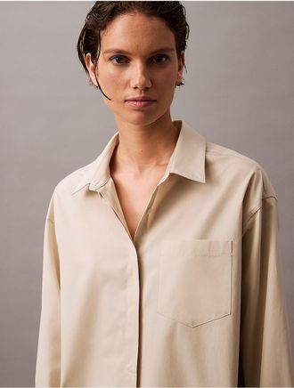 Calvin Klein Womens Pocket Cotton Button-Down Shirt - White - XS