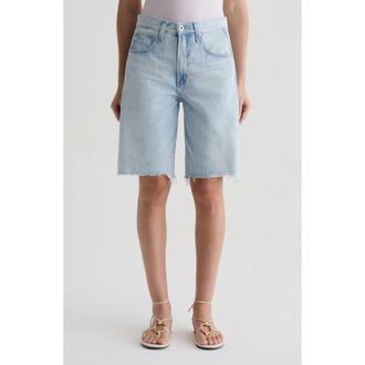 AG - Adriano Goldschmied Hattie High Waist Raw Hem Denim Barrel Shorts in Sunfaded Destructed at Nordstrom Rack, Size 25