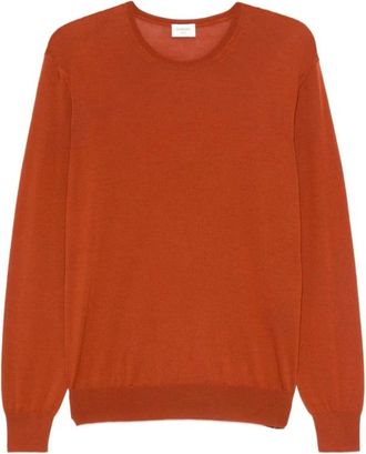 Saint Laurent Round-neck Knitwear, male, Orange, Size: M Crewneck Sweater