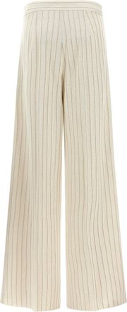 Max Mara Pinstripe Cotton Piqu&eacute; Trousers - beige