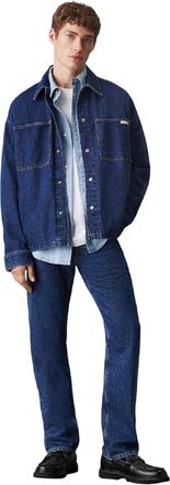 Calvin Klein Herenjeans met voorzakken, denimjas met relaxte pasvorm (Donkere Denim)