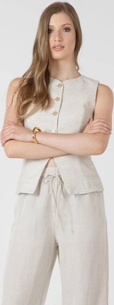 Dex Clothing Button Up Vest In Natural