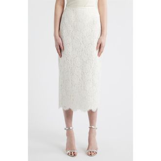 LoveShackFancy Ilse Lace Midi Skirt in Ivory at Nordstrom, Size 12