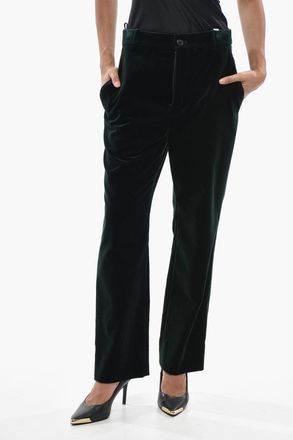 Saint Laurent Pantaloni in Velour a Vita Media Saint Laurent