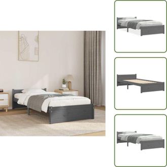 vidaXL The Living Store Giroletto in Legno Massello Grigio 75x190 cm Small Single - Letto singolo