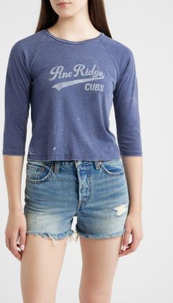 Daydreamer Pine Ridge Cubs Burnout Raglan Graphic T-Shirt in Washed Indigo at Nordstrom, Size X-Large