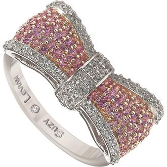 Suzy Levian Sterling Silver & Pink Sapphire Bow Ring at Nordstrom Rack, Size 7.5