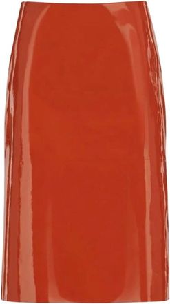 Ferragamo Leren Kokerrok - Dames - Rokken - Rood - Maat: XS Leer