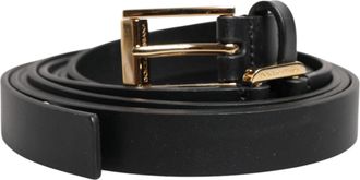 Dolce & Gabbana Black Double Strap Leather Gold Buckle Mens Belt