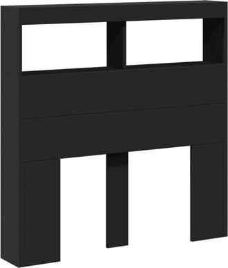vidaXL Headboard Cabinet with led Black 100x17x102 cm Vidaxl