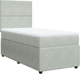 vidaXL Cama Box Spring Con Colch&oacute;n Terciopelo Gris Claro 80x200 Cm Vidaxl