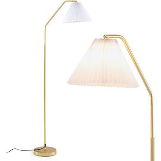 Costway Costway - Lampada da Terra ad Arco con Paralume e Testa Regolabile, Piantana da Terra Interruttore a Pedale, Lampada da Pavimento Moderno per
