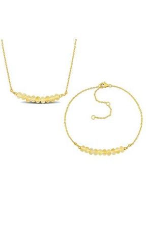 Delmar Beaded Citrine Bracelet & Necklace Set in Yellow Gold/Citrine at Nordstrom Rack