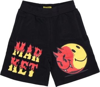 Market Smiley Zwarte Sweatshorts Heren Tracksuit - Heren - Korte Broeken - Zwart - XL - Katoen - Korte Broeken