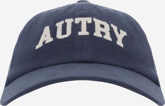 Autry geribbelde baseballpet van katoenfluweel met logo