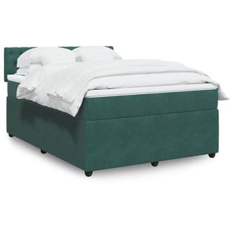 vidaXL Vidaxl - Cama Box Spring Con Colch&oacute;n Terciopelo Verde Oscuro 140x190 Cm