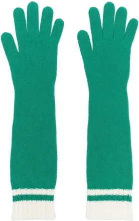 Alberta Ferretti ribbed-knit long-length gloves - women - Cashmere/Virgin Wool - S - Green