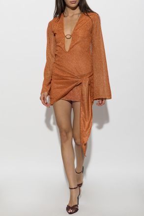 Os&eacute;ree Dress With Lurex Thread, Womens, Orange