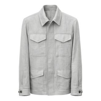 Eleventy Overshirt - Heren - Zomerjassen - Grijs - M - Katoen - Jassen