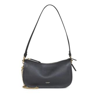Coach Shoulder Bags, female, Black, Size: ONE SIZE Black Leather Shoulder Bag with Gold Logo