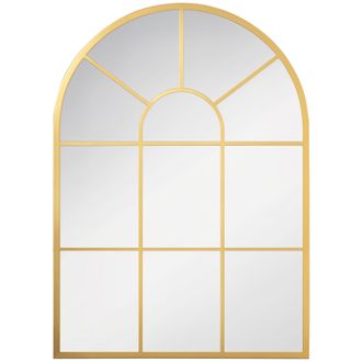 HOMCOM Espejo De Pared De Metal Con Marco Dorado En Forma De Arco - 70 X 50 Cm - Decoraci&oacute;n Para Recibidor, Dormitorio, Sala De Estar