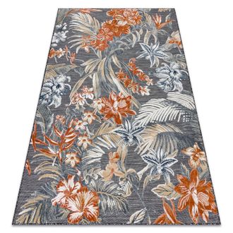 RugsX Rugsx - Alfombra Estructural Botanic 65262 Flores, Tejido Plano En El Balc&oacute;n, Terraza - Negro Multicolour 137x190 Cm