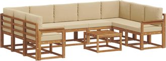 vidaXL Conjunto De Sof&aacute;s De Exterior 10 Uds. Natural Y Beige Vidaxl