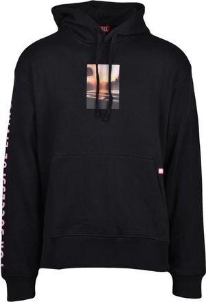 Diesel Capuchonkatoenen trui - Heren - Hoodies - Zwart - 2XL - Katoen - Hoodies & sweatvesten